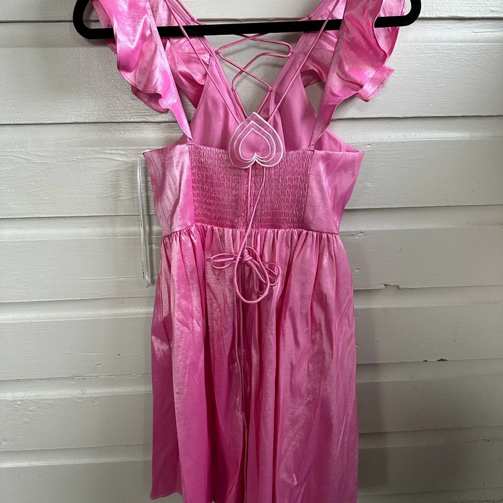 For love & lemons Pink Lace-Up Mini Dress - Picture 5 of 6